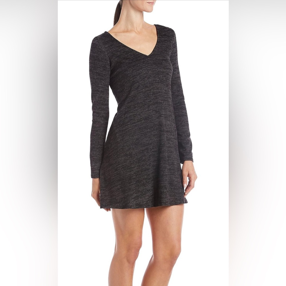 A. Byer Fuzzy Lace-Up Back Swing Dress Black Monoto Medium‎